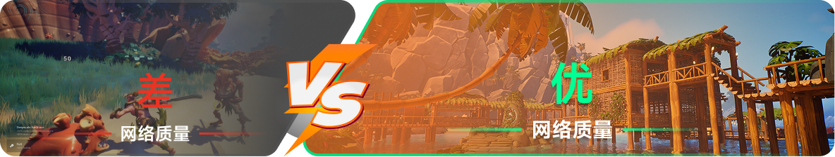 使用雷神加速器前后，游戏内网络质量对比