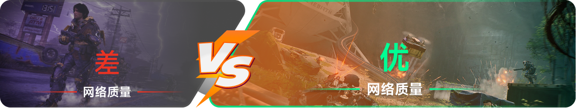 使用雷神加速器前后，游戏内网络质量对比
