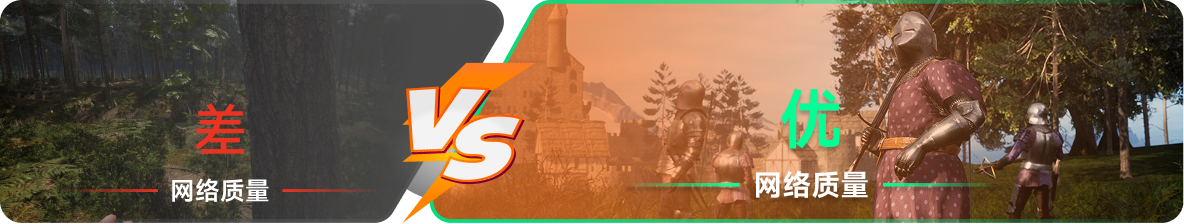 使用雷神加速器前后，游戏内网络质量对比