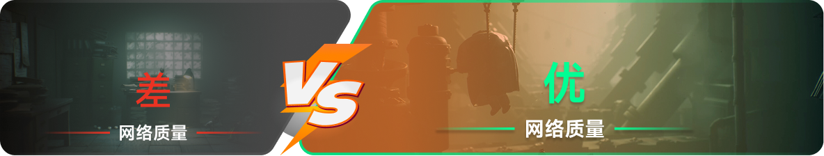 使用雷神加速器前后，游戏内网络质量对比