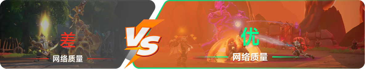 使用雷神加速器前后，游戏内网络质量对比
