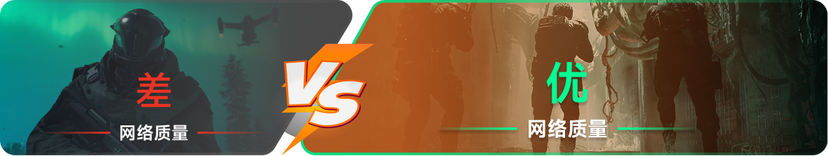 使用雷神加速器前后，游戏内网络质量对比