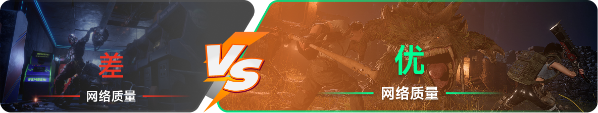 使用雷神加速器前后，游戏内网络质量对比