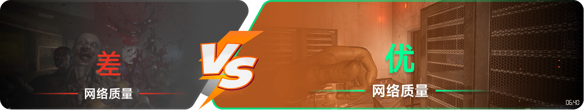 使用雷神加速器前后，游戏内网络质量对比