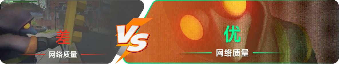 使用雷神加速器前后，游戏内网络质量对比