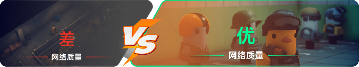 使用雷神加速器前后，游戏内网络质量对比