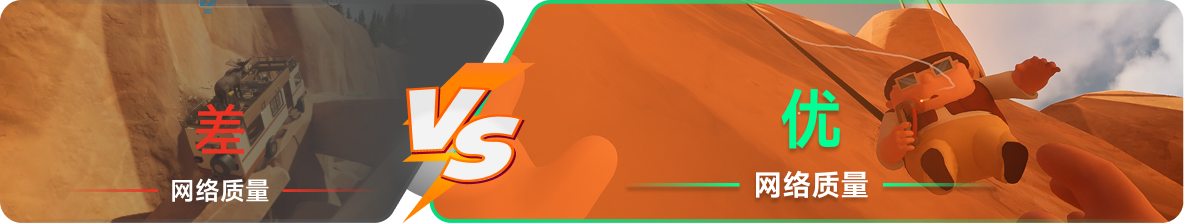 使用雷神加速器前后，游戏内网络质量对比