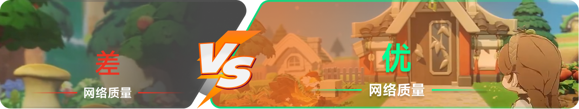使用雷神加速器前后，游戏内网络质量对比
