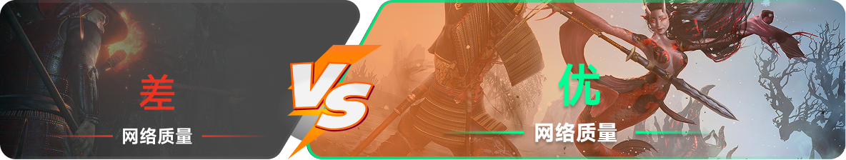 使用雷神加速器前后，游戏内网络质量对比