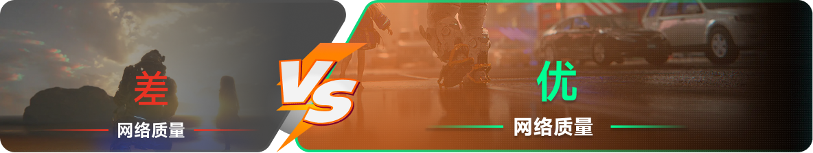 使用雷神加速器前后，游戏内网络质量对比