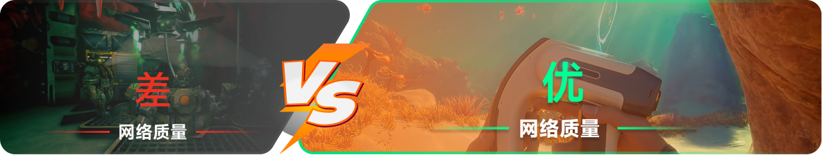 使用雷神加速器前后，游戏内网络质量对比