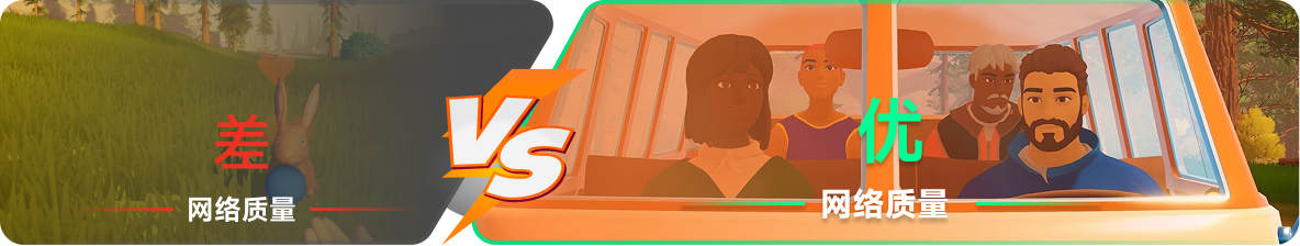 使用雷神加速器前后，游戏内网络质量对比